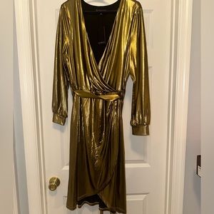 Eloquii Gold Wrap Dress - never worn tags on!